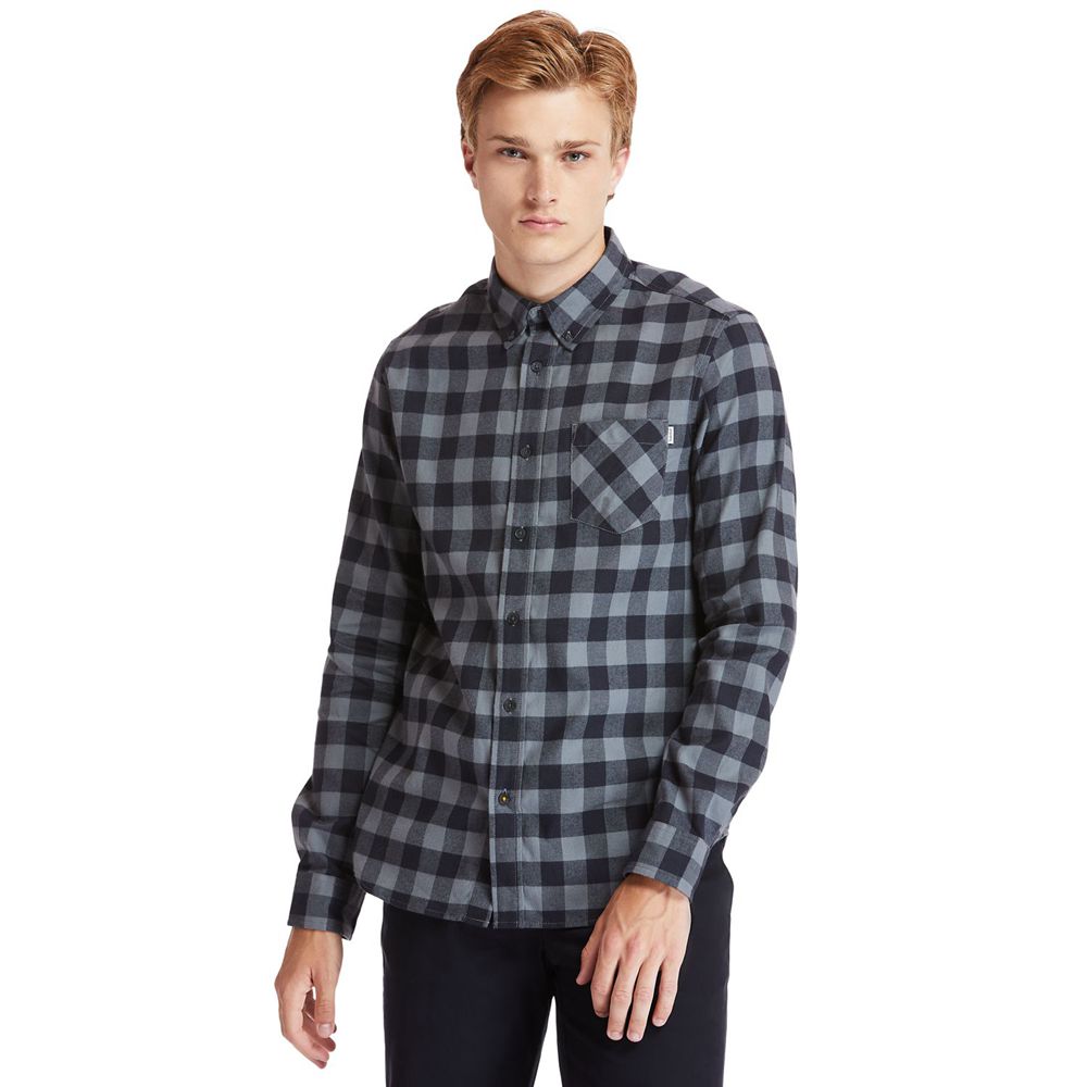 Camasi Timberland Barbati Gri - Nashua River Long-Sleeve Flannel Check - Romania - GVQZHS453